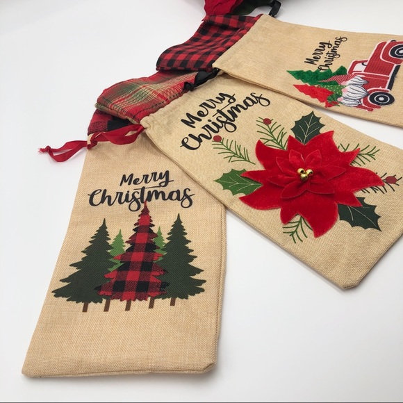 Christmas Wine bottle gift bags,  Set of 3 New - Picture 9 of 11